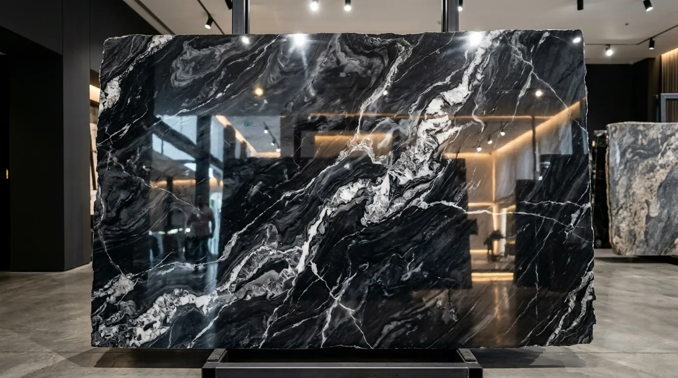 Badal black marble polished slab