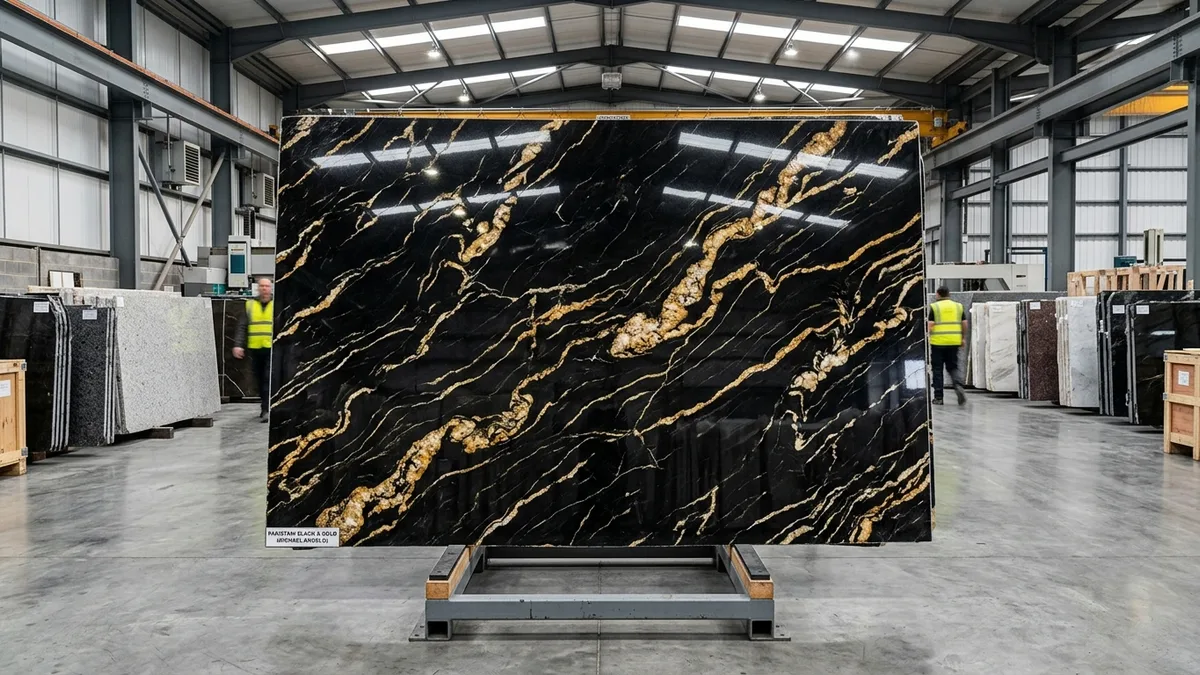 Black and Gold marble polished slab