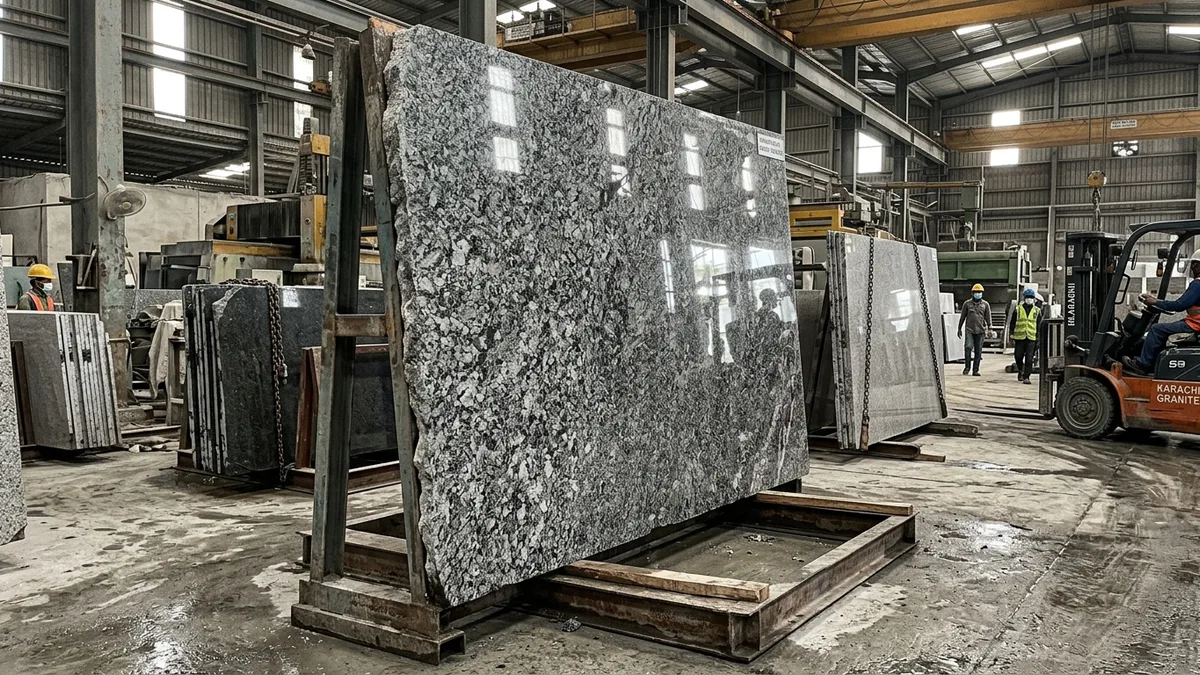 Polished Pakistani Natural Granite Gangsaw Slab in Industrial Processing Mill