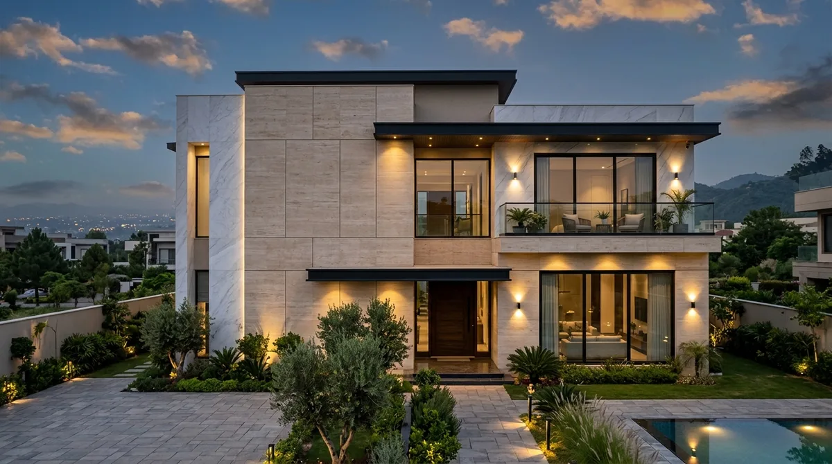 Architectural Exterior Marble Wall Cladding with Dry-Hanging Stainless Steel Clamps