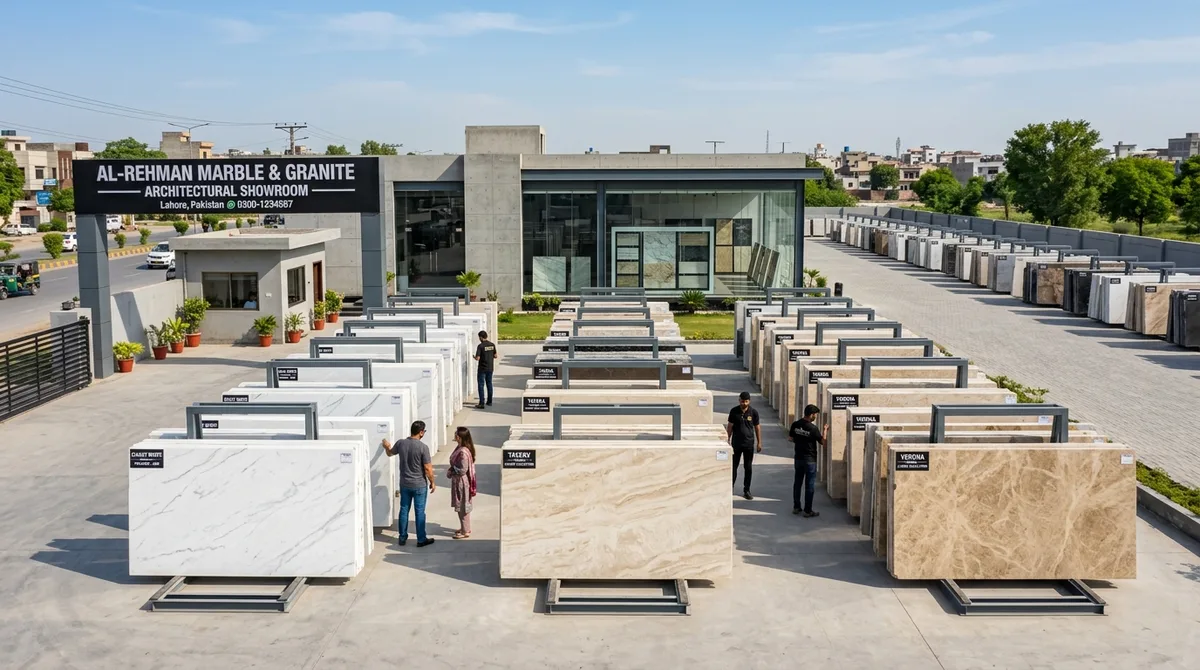Travertine marble tiles stocked at Lahore warehouse